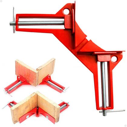 Imagem de Kit 4 Peças Grampo Sargento Canto Angular 75 Mm 2 Morsas Cantoneira Marcenaria Vidraçaria Lorben GT6377