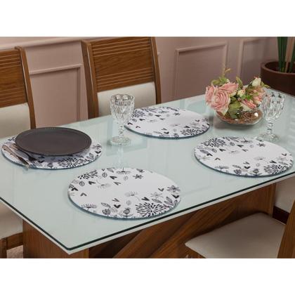 Imagem de Kit 4 Peças Jogo Americano Base Redonda Mdf Sousplat Floral