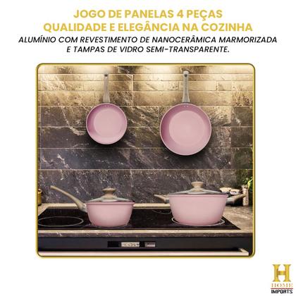 Imagem de Kit 4 Peças Jogo De Panelas De Indução Cerâmica Antiaderente Completo Linha Premium