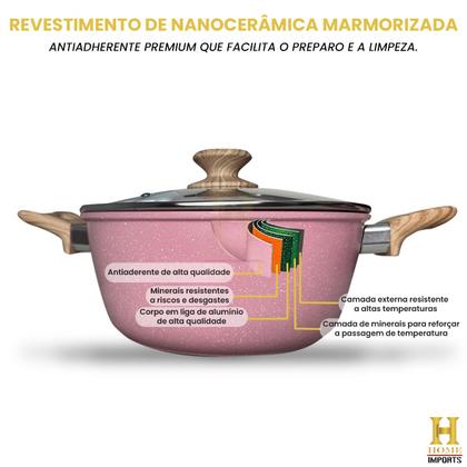 Imagem de Kit 4 Peças Jogo De Panelas De Indução Cerâmica Antiaderente Completo Linha Premium