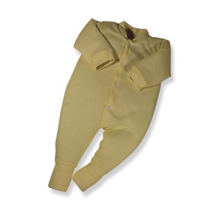 Imagem de Kit 4 Peças Macacão Bebe Macio Canelado Liso Vira Pé Menino Menina