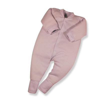 Imagem de Kit 4 Peças Macacão Bebe Macio Canelado Liso Vira Pé Menino Menina