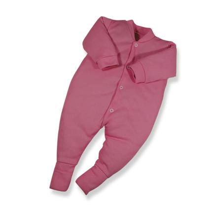 Imagem de Kit 4 Peças Macacão Bebe Macio Canelado Liso Vira Pé Menino Menina