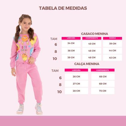 Imagem de Kit 4 Peças Moletom Roupa Menina Infantil com estampas fofas 2 Casacos 2 Calças infantil menina kit moletom