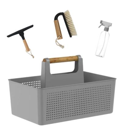 Imagem de Kit 4 Peças Organizador com borrifador, Rodo e Escova Multiuso