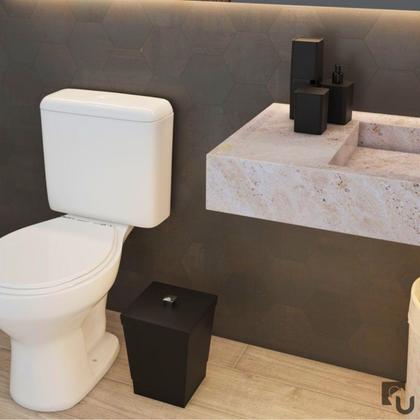 Imagem de Kit 4 Peças Para Banheiro Linha Smile Plástico Lixeira Porta Dispenser Algodão Escova Sabonete Stolf