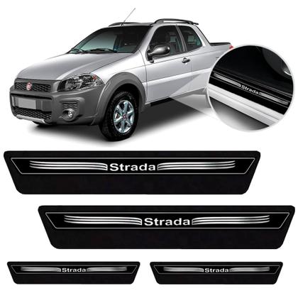 Imagem de Kit 4 Peças Soleira Adesivo Porta Fiat Strada 2013 2014 2015 2016 2017 2018 2019