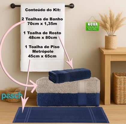Imagem de Kit 4 Peças Toalhas Linea 2 Banho+1 Rosto+1 Piso - Karsten