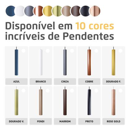 Imagem de Kit 4 Pendente Luminária Tubo Fendi 30 Cm