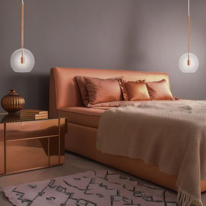 Imagem de Kit 4 Pendente Lux Cobre Rose Gold Globo Vidro + Led