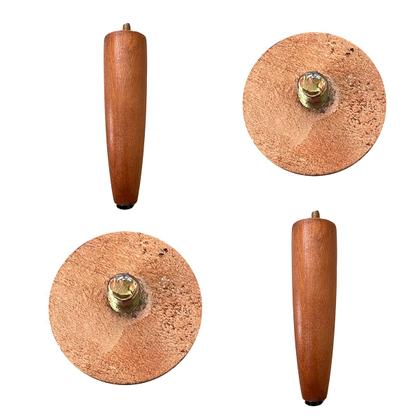 Imagem de Kit 4 Pés Palito 15cm Madeira Castanho Para Puff Poltrona Móveis Rack