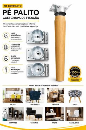 Imagem de Kit 4 Pés Palito 32 Cm Eucalipto Poltronas Namoradeira Puffs