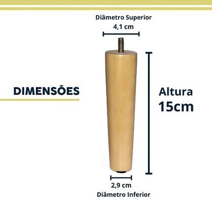 Imagem de Kit 4 Pés Palitos De Madeira Para Moveis Armarios Poltrona Sofa de 15 cm