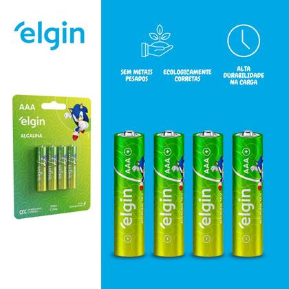 Imagem de Kit 4 Pilhas Alcalina AAA Cilindrica Longa Duração 1,5V