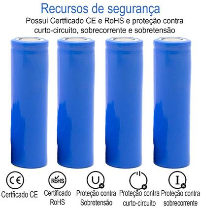 Imagem de Kit 4 Pilhas Recarregáveis 18650 3.7v - 4.2v 8000mAh  Bateria de controle, lanterna, Radios, Brinquedo, Ferramenta