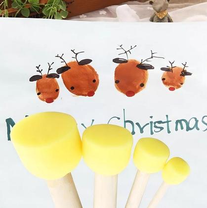 Imagem de Kit 4 Pincéis Mousse de Espuma Batedor Tinta Pintura Textura