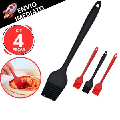 Imagem de Kit 4 Pincel De Silicone Resistente Alta Qualidade Confeiteiro Cozinha Utensílio Pincelar