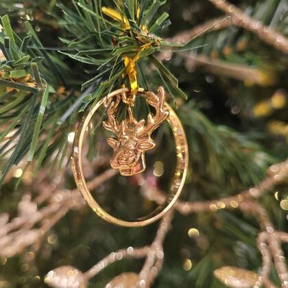 Imagem de Kit 4 Pingentes Argola Natal Rena Metal Rosê Gold 4cm - Bela Flor