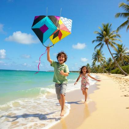 Imagem de Kit 4 pipas + 4 bamboles + 50 bolinhas de gude + 4 piões