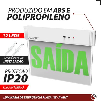 Imagem de KIT 4 Placa Sinalização Saída Verde 40lm 1w Bivolt 2 lados 6000k - Avant