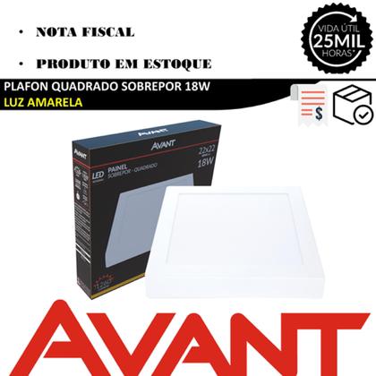 Imagem de Kit 4 Plafon Led Quadrado Sobrepor 18w Branco Quente 3000k