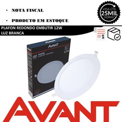 Imagem de Kit 4 Plafon Painel 12w Redondo Embutir Branco Frio 6500k