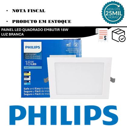 Imagem de Kit 4 Plafon Quadrado Embutir 18w Philips Branco Frio 6500K