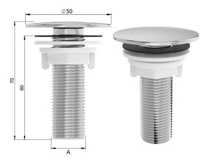 Imagem de kit 4 Plug Tapa Furo Cromado Acabamento Redondo Torneira Balcão Parede Bidê Blukit 50mm 