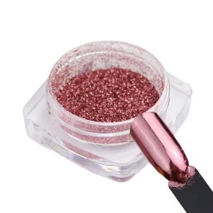 Imagem de Kit 4 Pó Cromo Metalizado Decoração Unhas + 3 Aplicadores