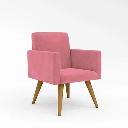 Imagem de Kit 4 Poltrona Decorativa Nina Cadeira Escritório Recepção Suede Rosa