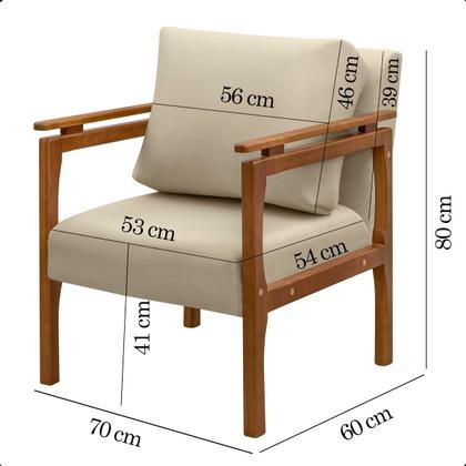 Imagem de Kit 4 Poltrona Sala Decorativa Dallas Estofada Veludo Bege Base Madeira Castanho 