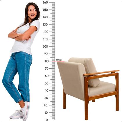 Imagem de Kit 4 Poltrona Sala Decorativa Dallas Estofada Veludo Bege Base Madeira Castanho 