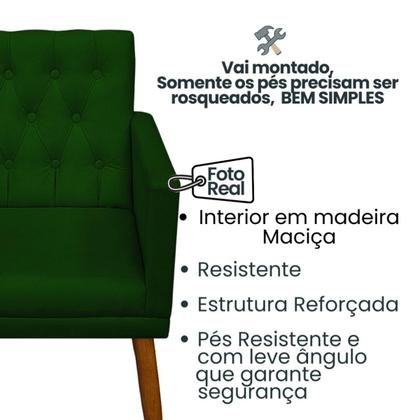 Imagem de Kit 4 Poltronas Capitone Decorativa para Recepção Sala de Estar Sala de Espera estofada pés palito madeira