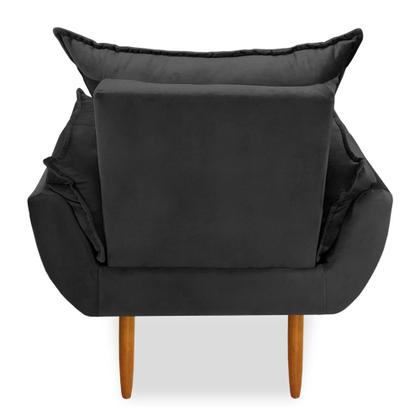 Imagem de Kit 4 Poltronas Decorativa Opala Pés Palito Veludo Cinza Grafite Chamby Móveis