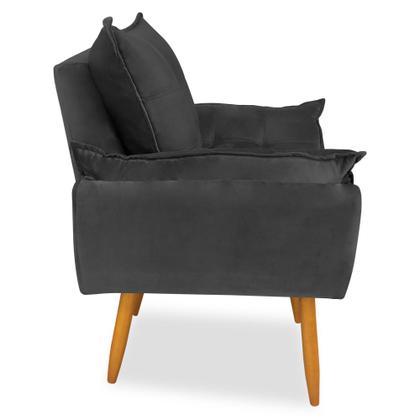 Imagem de Kit 4 Poltronas Decorativa Opala Pés Palito Veludo Cinza Grafite Chamby Móveis