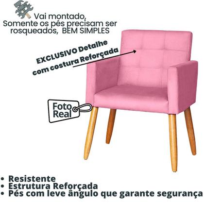 Imagem de Kit 4 Poltronas Decorativa para Sala de Estar Recepção Sala de Espera estofada pés palito madeira