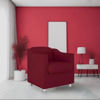 Imagem de Kit 4 Poltronas Decorativa Reforçada Recepção Clinica Salão Suede Marsala
