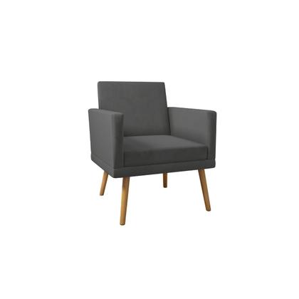 Imagem de Kit 4 Poltronas Decorativas Escritório Sala Recepção Larah Suede Cinza