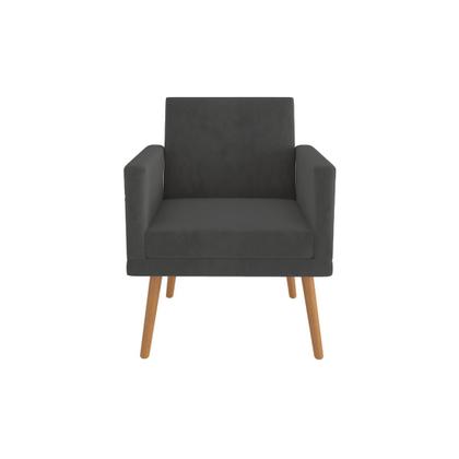 Imagem de Kit 4 Poltronas Decorativas Escritório Sala Recepção Larah Suede Cinza