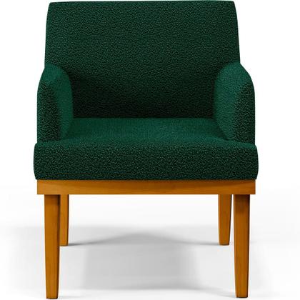 Imagem de Kit 4 Poltronas Decorativas Sala De Estar E Recepção Base Mel Beatriz W01 Bouclê Verde - Lyam Decor