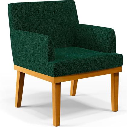 Imagem de Kit 4 Poltronas Decorativas Sala De Estar E Recepção Base Mel Beatriz W01 Bouclê Verde - Lyam Decor