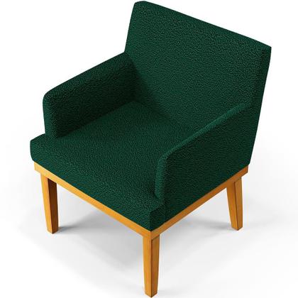 Imagem de Kit 4 Poltronas Decorativas Sala De Estar E Recepção Base Mel Beatriz W01 Bouclê Verde - Lyam Decor