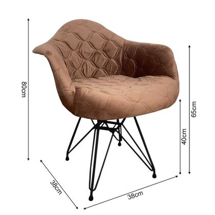 Imagem de Kit 4 Poltronas Jantar Eames Eiffel Estofadas Caramelo Base Ferro Preto