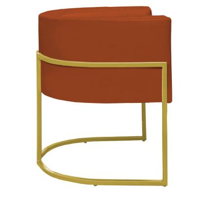 Imagem de Kit 4 Poltronas Reforçadas Decorativa Sala Nayara Base Ferro Dourada Suede Terracota