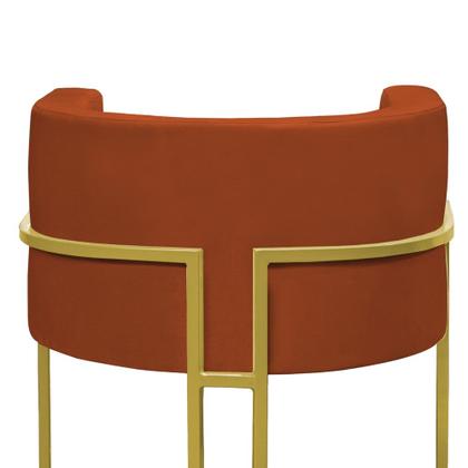 Imagem de Kit 4 Poltronas Reforçadas Decorativa Sala Nayara Base Ferro Dourada Suede Terracota