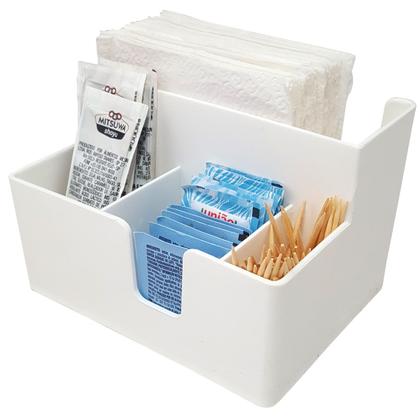 Imagem de Kit 4 Porta Sachês Guardanapos Açúcar Organizadores Bancada Branco