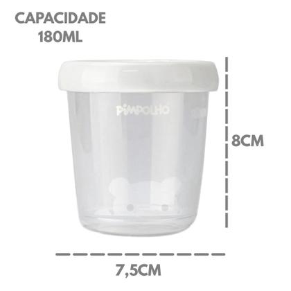 Imagem de Kit 4 Pote Armazenamento Recipiente para Leite Materno Pimpolho 180ml  Sem BPA, Empalhável