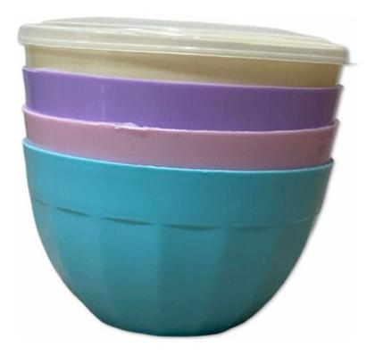 Imagem de Kit 4 Pote Bowl Com Tampa 800 Ml Multiuso Salada Marmita