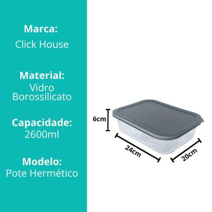 Imagem de Kit 4 Pote De Vidro Com Tampa Hermética Retangular Forno Microondas 2600ml