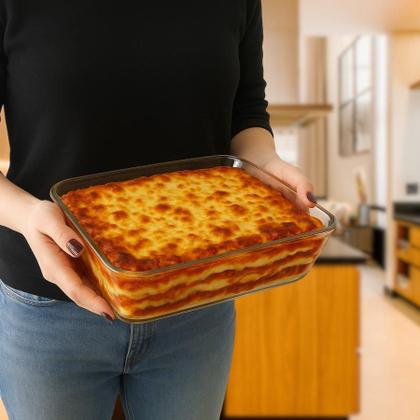 Imagem de Kit 4 Pote De Vidro Com Tampa Hermética Retangular Forno Microondas 2600ml